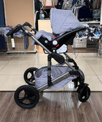 Коляска-трансформер 3В1 с автолюлькой Luxmom 555 Серый текстиль