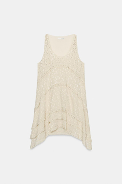 ZARA КОРОТКОЕ ЖАККАРДОВОЕ ПЛАТЬЕ — ZW COLLECTION, ЭКРЮ/БЕЖЕВЫЙ