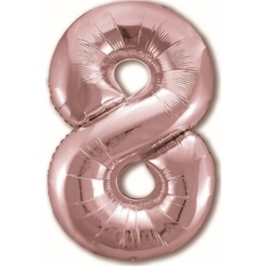 Шар (40"/102 см) Цифра, 8, Slim, Розовое Золото, в упаковке 1 шт.