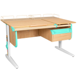 Растущая парта Дэми СУТ 25 с задними полками СУТ.15.210 и навесной тумбой (1200×880 мм)