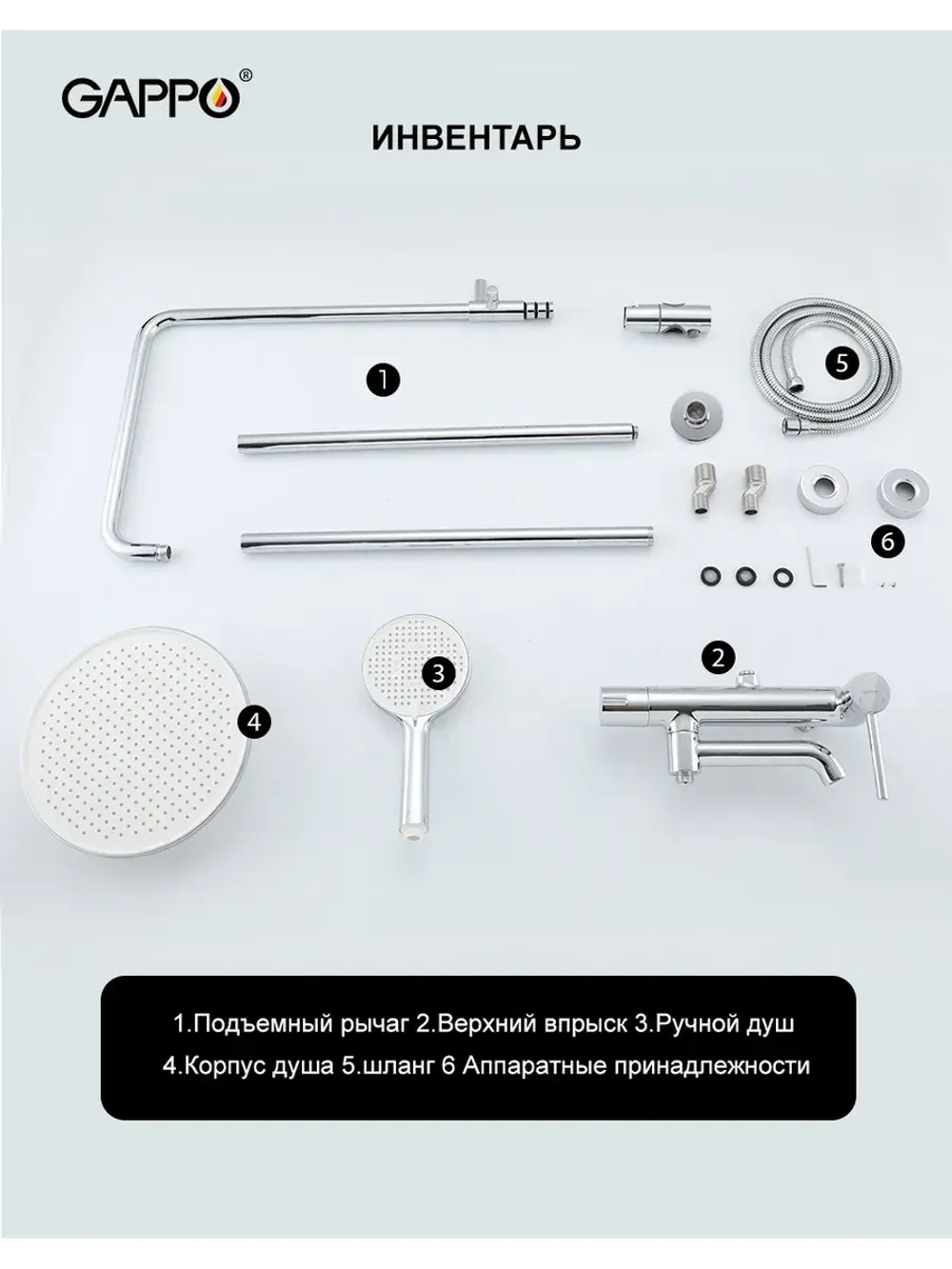 Душевая система с тропическим душем Gappo G2406