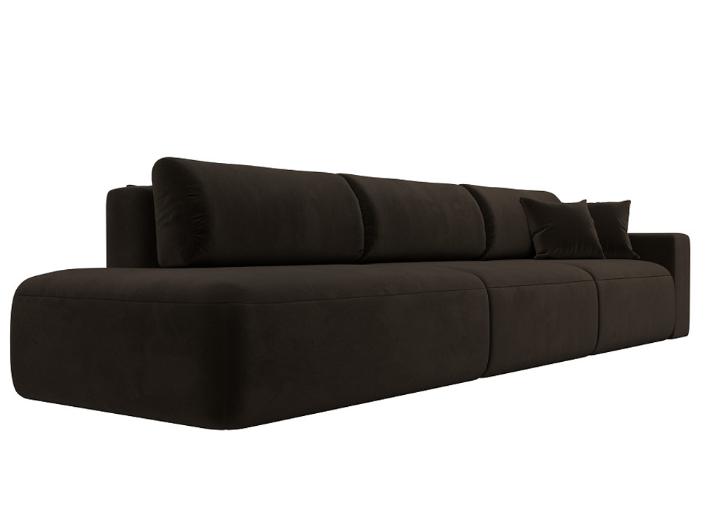 Диван прямой Лига-036 НПБ Модерн Лонг подлокотник справа МИКРОВЕЛЬВЕТ Коричневый