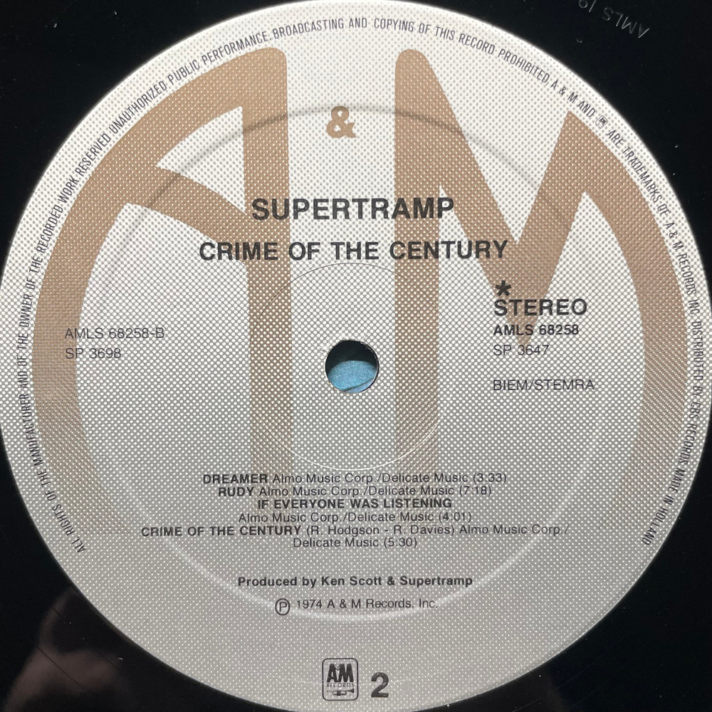 Supertramp - Crime Of The Century (Голландия 1974г.)