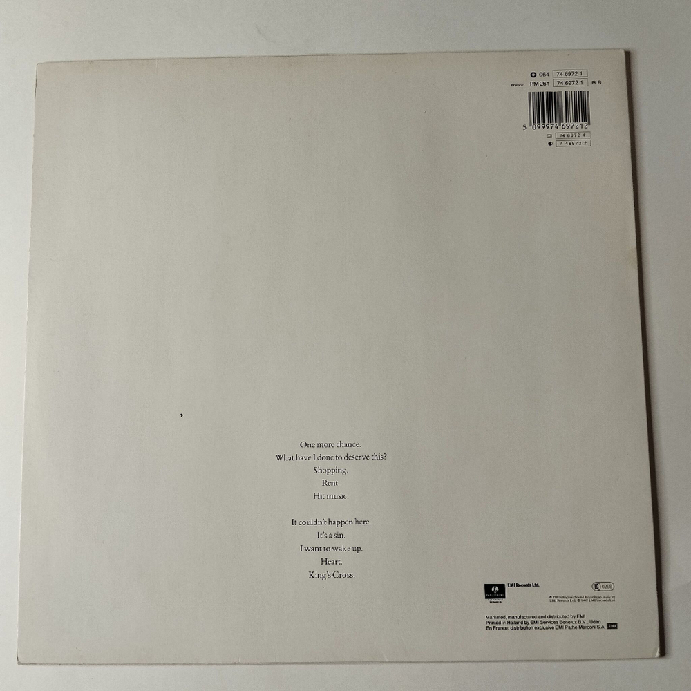Винтажная виниловая пластинка LP Pet Shop Boys Actually (Germany 1987) Hit Music