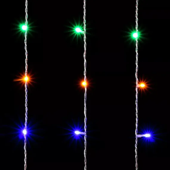 Светодиодный занавес 2*3 м., 600 разноцветных LED ламп, прозрачный провод ПВХ, LTC (PCL602-10-2M)