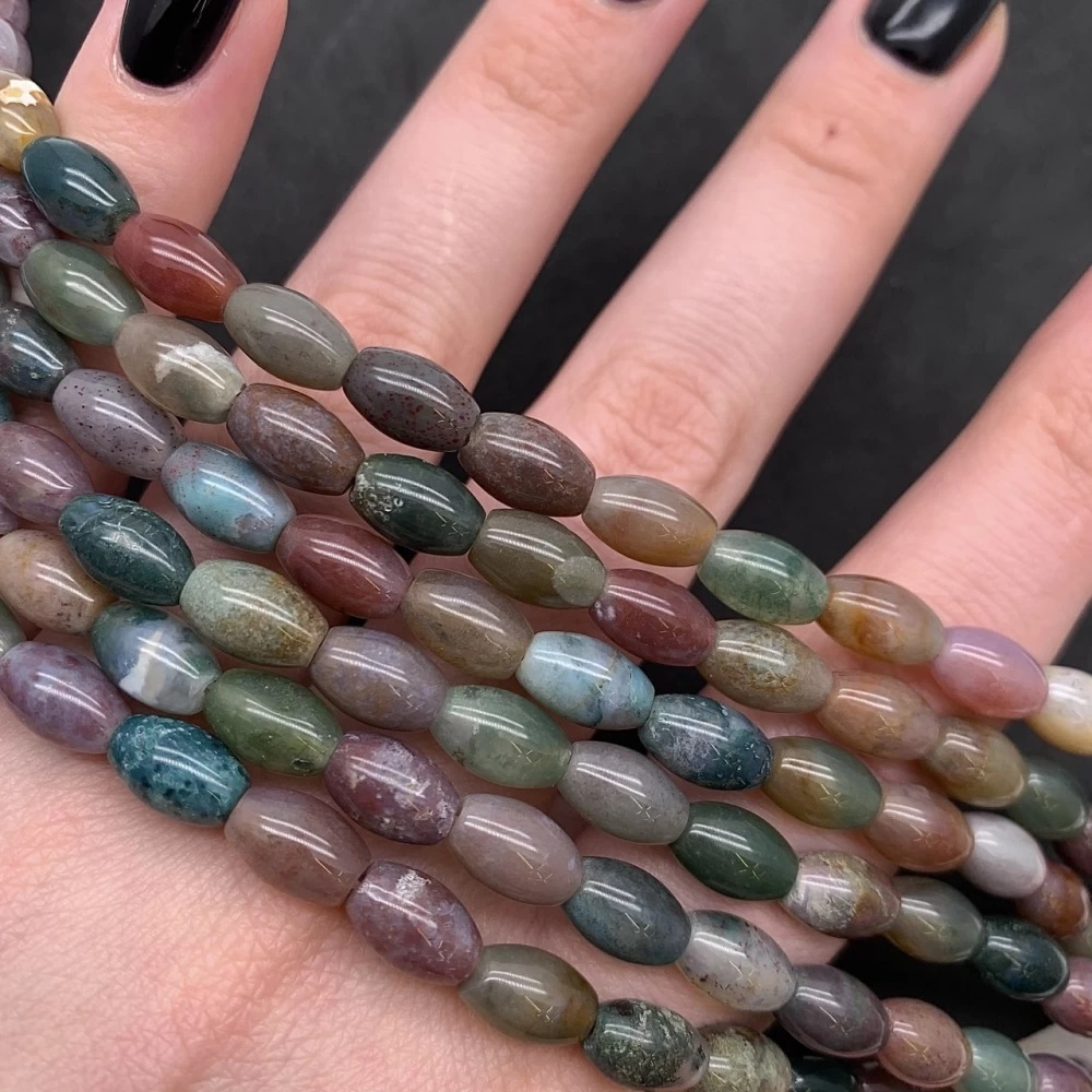 13684 Агат индийский рис 9*6мм, 19см