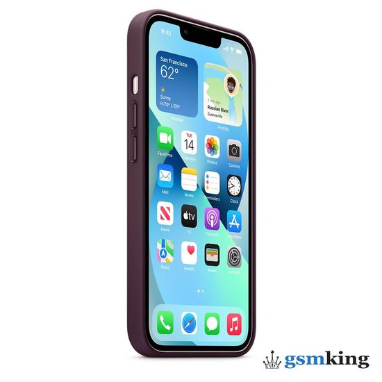 Apple Leather Case with MagSafe iPhone 13 Dark Cherry «Тёмная вишня» MM143ZE/A