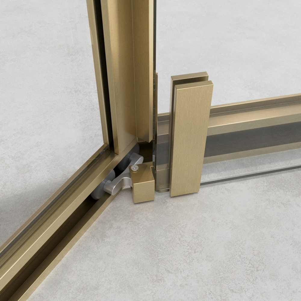 Душевой уголок Cezares RELAX-304-P-1-100-C-BORO, 100х100х200, профиль брашированное золото, прозрачное стекло