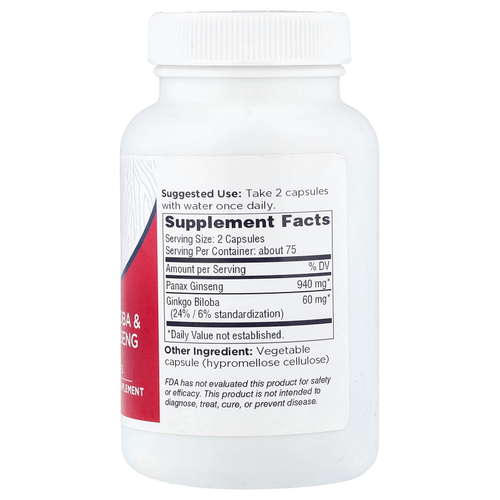 Dairyland Ginseng, гинкго билоба и женьшень обыкновенный, 150 капсул