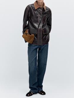 Massimo Dutti Небольшая замшевая сумка, золотой