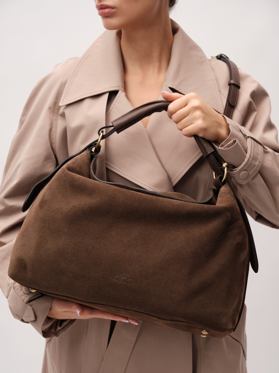 Замшевая сумка Andrea DBR 31374 кофе