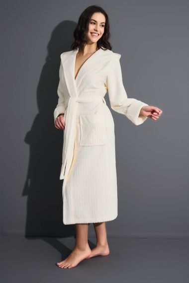 Халат женский махровый 4275 крем NUSA Турция