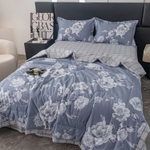 Комплект постельного белья Сатин с Одеялом 100% хлопок на резинке OBR142