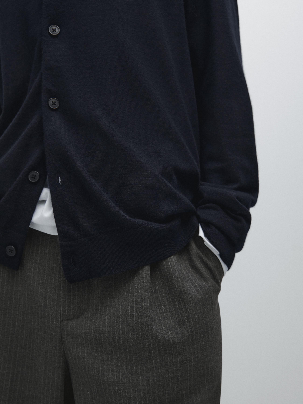 Massimo Dutti Вязаный кардиган из кашемира, темно-синий