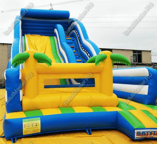 Большой надувной батут-горка "Волна - 2" 10*5*8 м