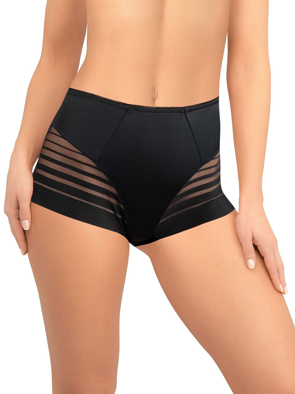 Трусики-макси из микрофибры с полосками (Размер: M) (Цвет: черный)