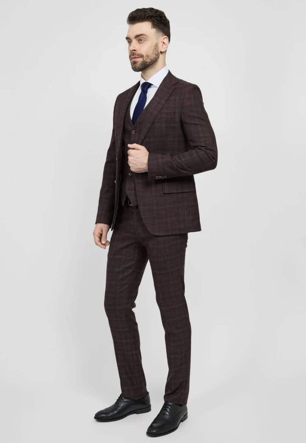 Мужской классический костюм (бордовый) В67