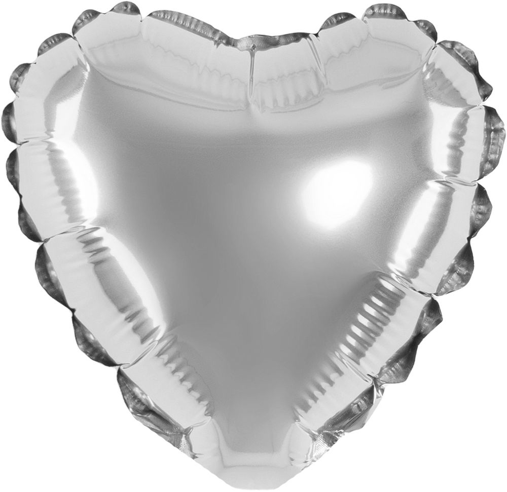 Шар с клапаном (5&#39;&#39;/13 см) Микро-сердце, Серебро, Металлик, 1 шт.