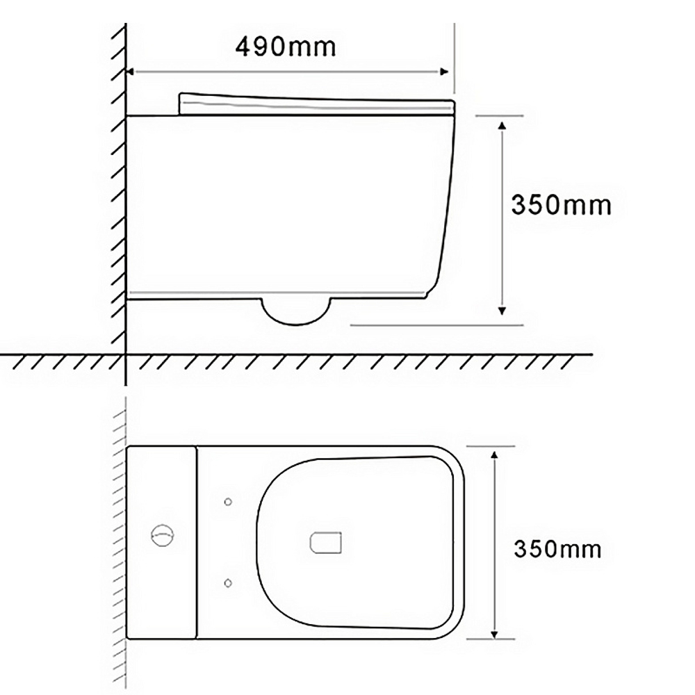 Унитаз подвесной Azario RIANO 350х490х350 безободковый, слив "Скрытое Торнадо", с быстросъемным сиденьем микролифт (AZ-2808E)