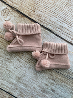 Вязаный комплект на выписку 5 предметов  (Одеяло утеплен., бант, пинетки, комбинезон, шапка) (Цвет: Синий)