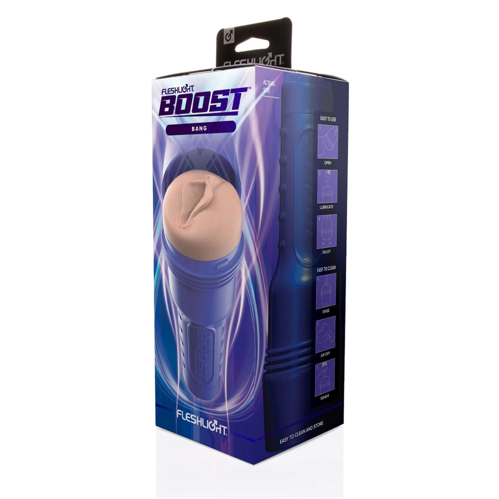 Телесный мастурбатор-вагина Fleshlight Boost Bang (Цвет: черный)