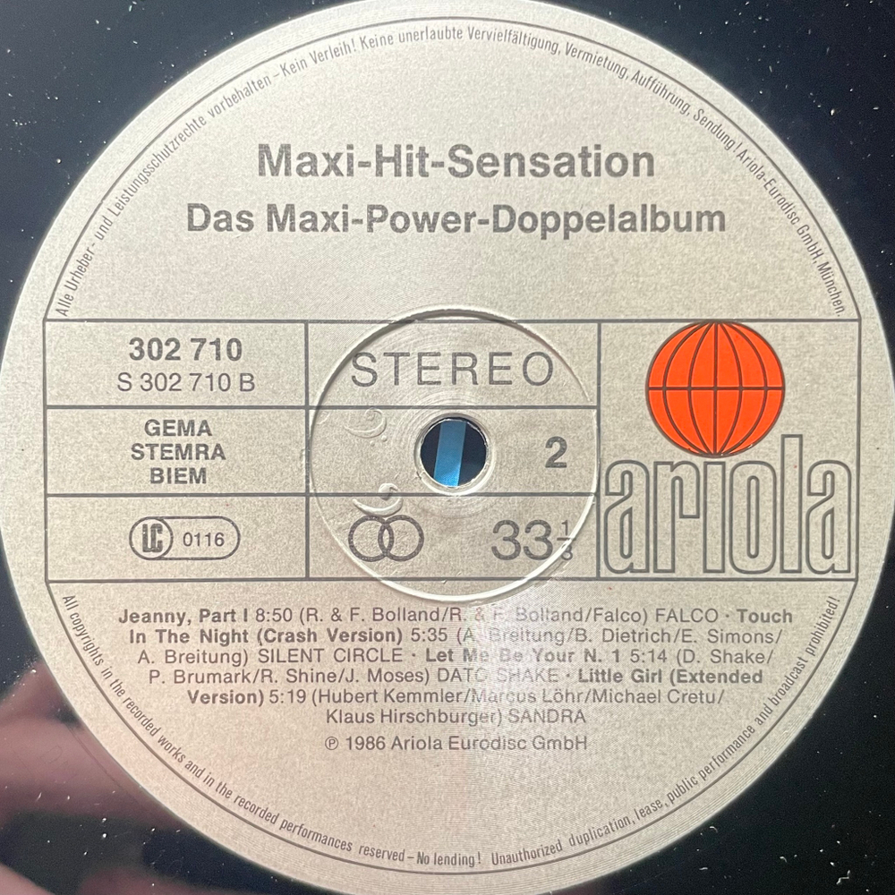 Сборник Maxi Hit Sensation - Das Maxi Power Doppelalbum 2LP (Европа 1986г.)