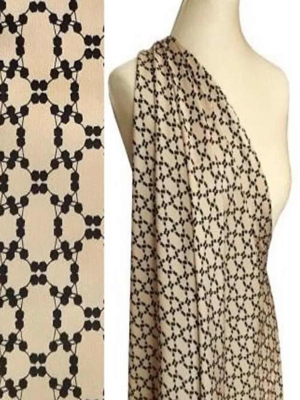 Армани-шелк (Принт, креш). Абстракция беж, 1,2м