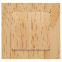 Переключатель Intro Accent 6-107-11 двойной, 10А-250В, IP20, СУ, AL/CU, сосна