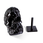 Бородатый череп фигурка для декора интерьера, арт-объект, коллекционный предмет, черный 16 см.,