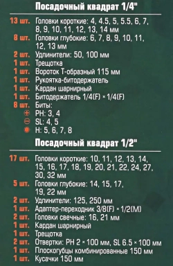 Набор инструментов 69пр.,1/4'',1/2'',(6гр.)(4-32мм) RockForce RF-4603-5