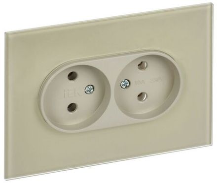Розетка 2-м SKANDY 10А без заземл. без защ. шторок для плоской вилки SK-R03B беж. IEK SK-R20-10-K10