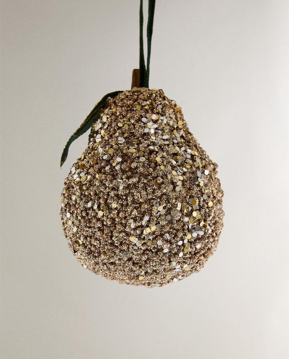 ZARA HOME ЕЛОЧНОЕ УКРАШЕНИЕ «ГРУША» С БЛЕСТКАМИ, ЗОЛОТИСТЫЙ