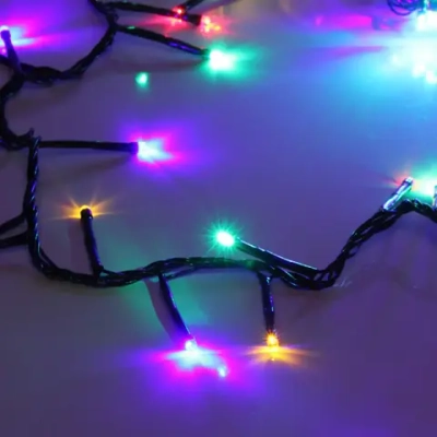 Гирлянда для дома НИТЬ «Твинкл Лайт» 3 м 100 ламп LED, черн.пров, 8 реж, IP-20. Мультицвет (возможность соединения)