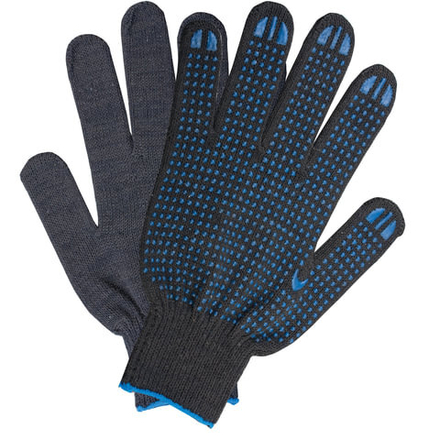 Перчатки хлопчатобумажные, КОМПЛЕКТ 5 ПАР, 10 класс, 40-42 г, 116 текс, ПВХ точка, LAIMA ЛЮКС, ЧЕРНЫЕ