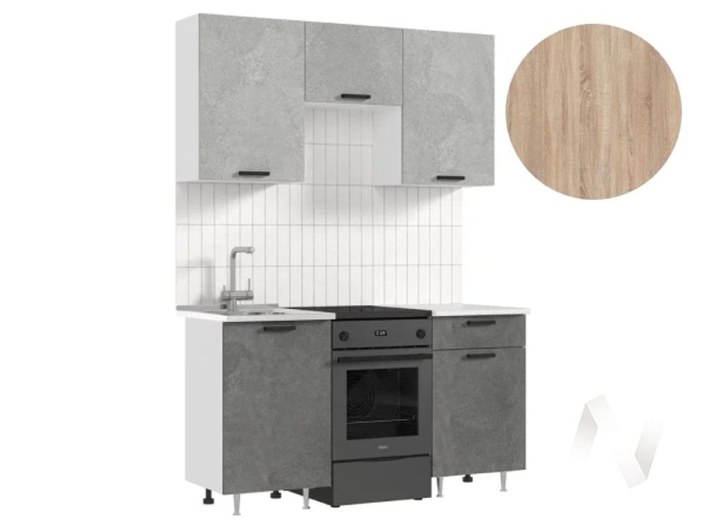 Кухня Рио NEW ЛДСП 1;5м (белый/бетон светлый; бетон темный/сонома)