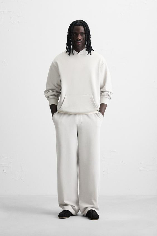 ZARA ДЖОГГЕРЫ WIDE-FIT, ЖЕМЧУЖНО-СЕРЫЙ