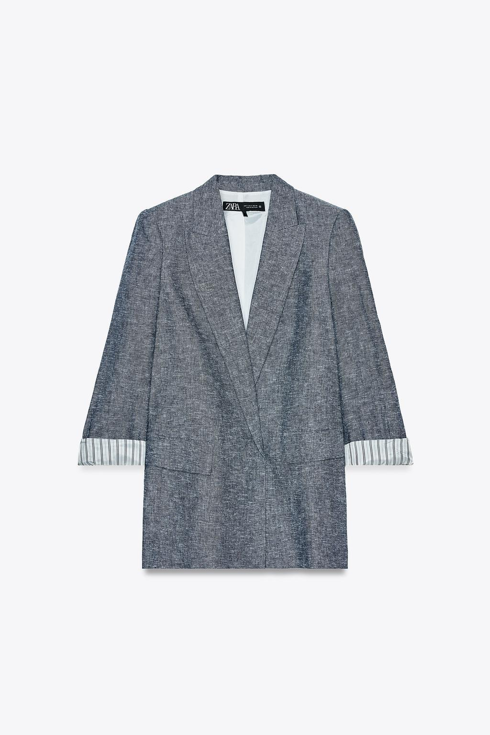 Linen blazer with rolled-up sleeves