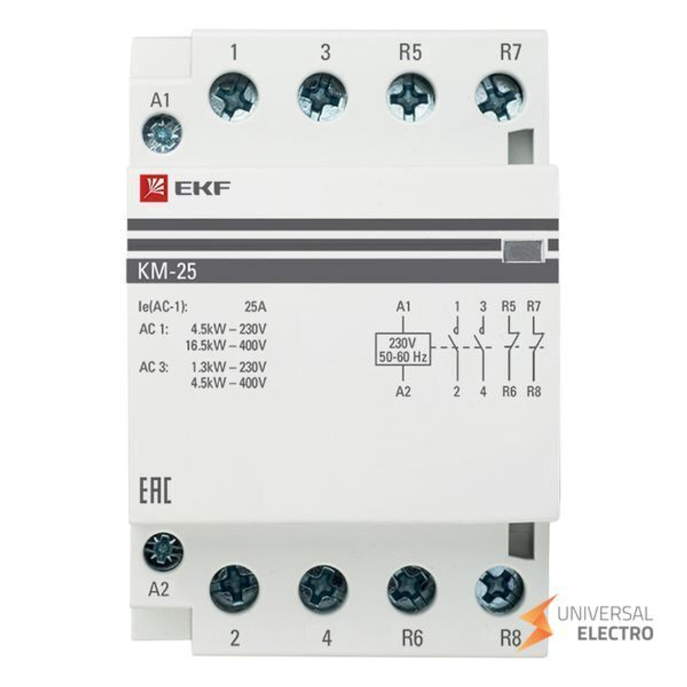 Контактор модульный КМ 25А 2NО+2NC (3 мод,) EKF PROxima