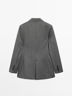 Massimo Dutti Пиджак в тонкую полоску из 100 % шерсти, серый