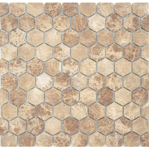 Мозаика из натурального камня Emperador light MAT hex 18x30x6 Pietrine Hexagonal коричневый