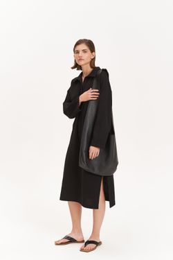 Платье-поло миди, черное