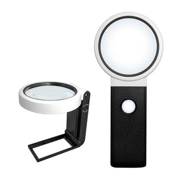 Лупа складная настольная 10Х/25Х 90 мм., с подсветкой (6LED)