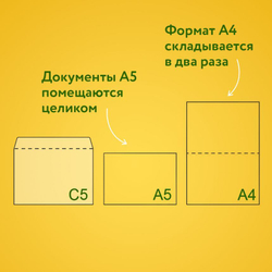 Конверты С5 (162х229 мм), отрывная лента, "Куда-Кому", 80 г/м2, КОМПЛЕКТ 50 шт., внутренняя запечатка, 124202