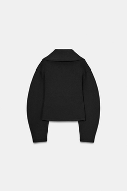 ZARA ПРИТАЛЕННАЯ КУРТКА ИЗ НЕОПРЕНА, ЧЕРНЫЙ