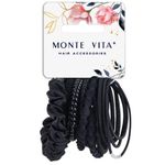 Резинки для волос НАБОР 14 шт., 8 видов форм, чёрный, MONTE VITA, 457044