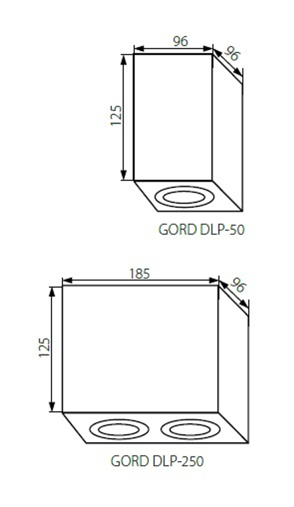 Накладной двойной светильник KANLUX GORD DLP 250-B 2xGU10