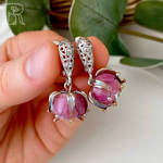 LEFIREL' Серьги серебряные женские "Лорея" с цветами из муранского стекла / ювелирные украшения из родированного серебра 925