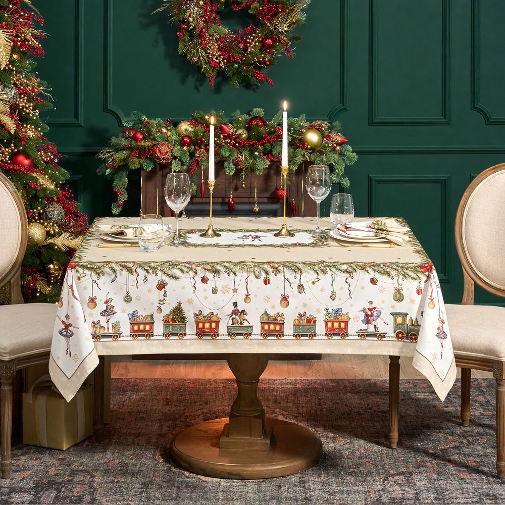 СКАТЕРТЬ "ЩЕЛКУНЧИК" 140Х180СМ БЕЖЕВЫЙ,100%ХЛОПОК , ТВИЛ