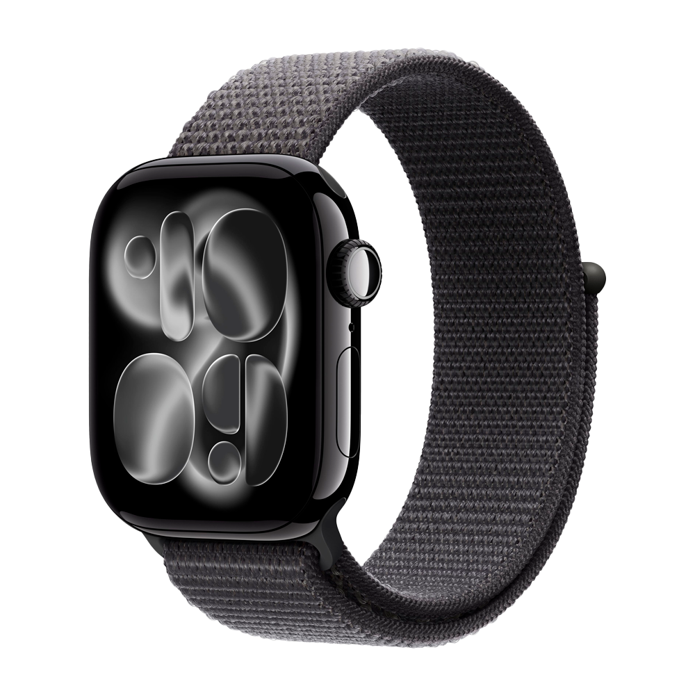 Умные часы Apple Watch Series 11 GPS, 42mm, Jet Black Aluminium Case with Dark Gray Sport Loop