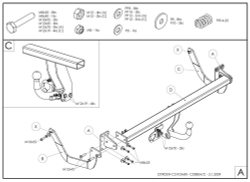 Фаркоп оцинкованный Galia C058C для Citroen C5 III универсал 2008-(паспорт и сертификат в комплекте)(без электрики)
